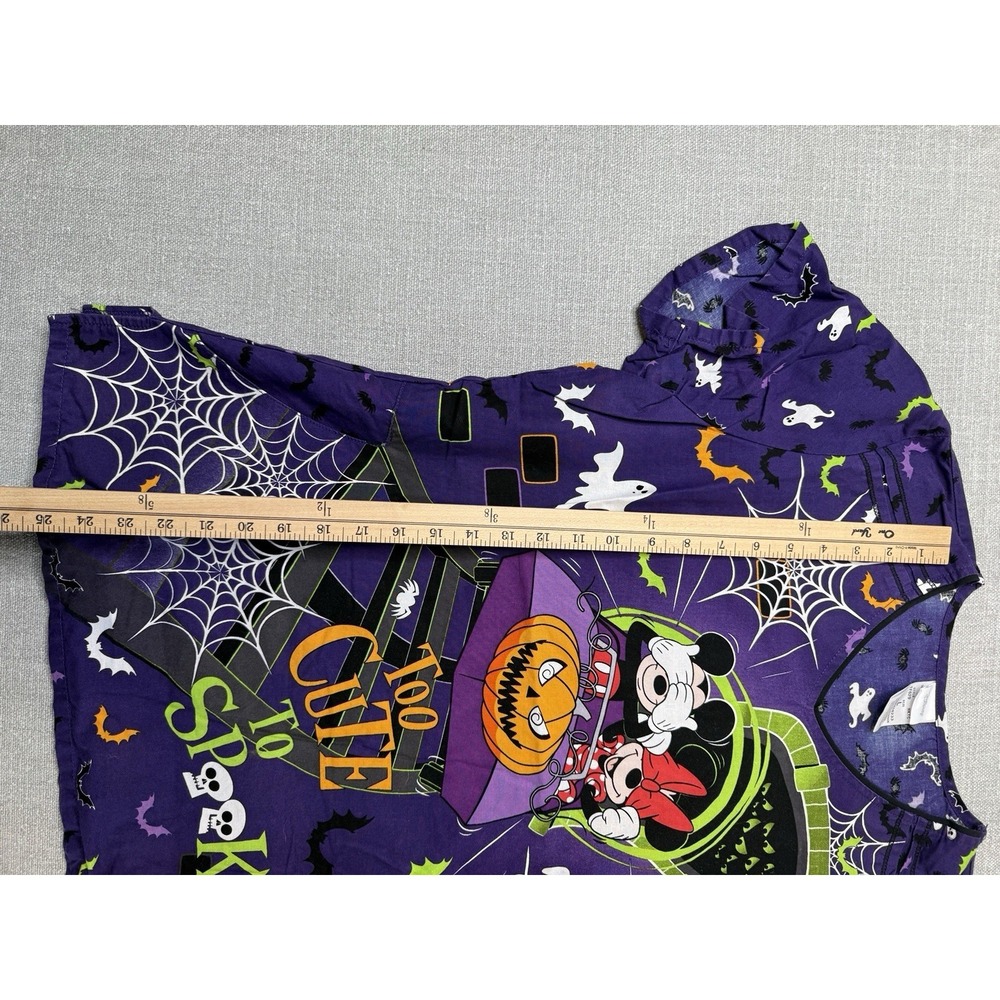 Disney Mickey Mouse Halloween Purple SIZE LARGE Nurse Scrub Top Uniform - Picture 4 of 6